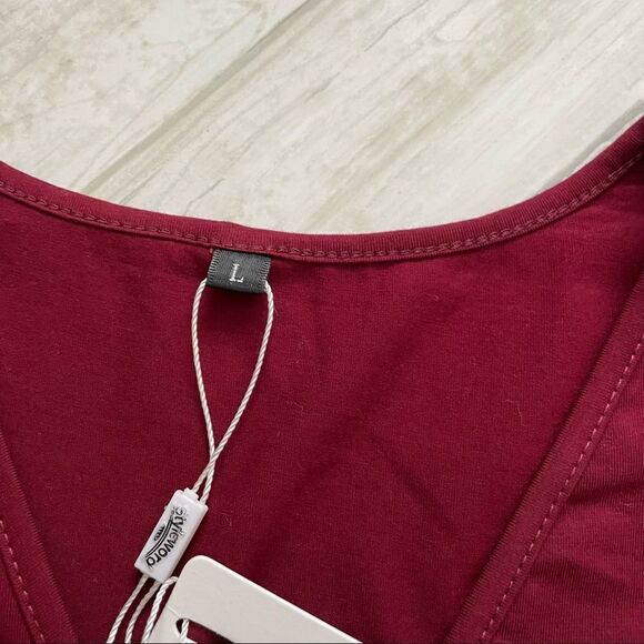 Burgundy Faux Wrap Midi Dress size Large - Picture 4 of 8